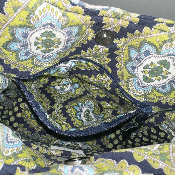 Vera Bradley Tote Bag Purse Retired Cambridge Pattern Green Blue Geometric - Picture 12 of 14